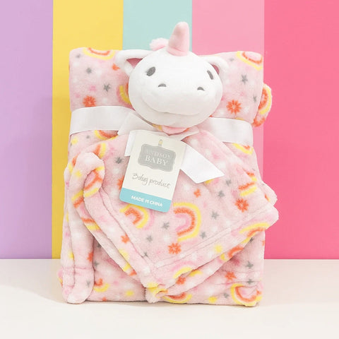 Hudson - Plush Toy Blanket - Unicorn - Pink