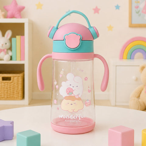 Wonderful - Straw Sippy Cup - Pink & Green - 410 ML