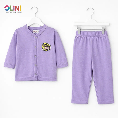 OLINI - Cotton Jersey - Night Suit - Light Purple - Dream Big