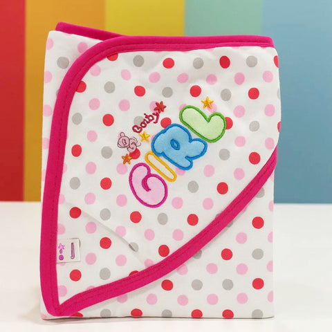 Montaly's - Hooded Cotton Wrap - Dark Pink - Polka - Thailand