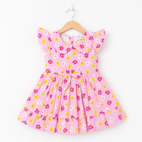 PR - Printed Frock - Pink - Colorful Flowers