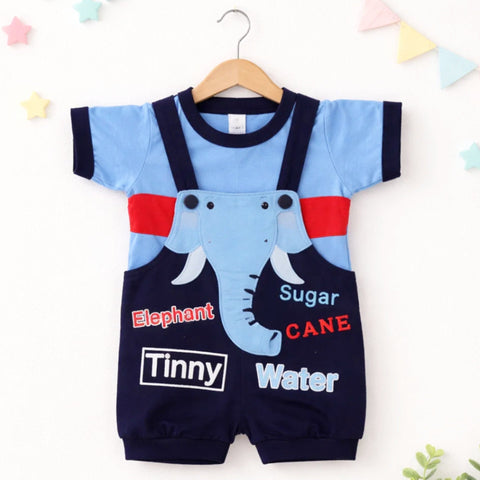 Hungle - 2 Pieces - Dungaree Set - Blue & Navy - Elephant