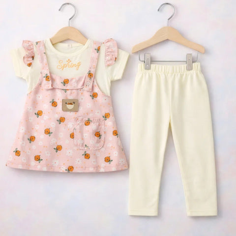 Junior - 2 Pieces - Frock Set - Peach - Spring