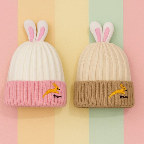 Pack of 2 - Woolen Caps - Skin & White - Bunny - 25