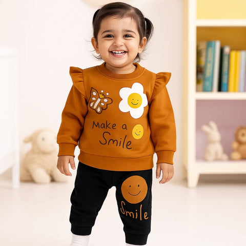 2 Pieces - Suit Set - Brown - Smile - 25