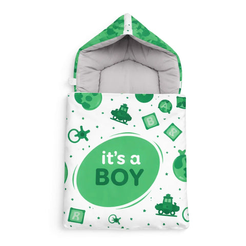 Cotton - Hooded Carry Nest - Green - It's A Boy - 26