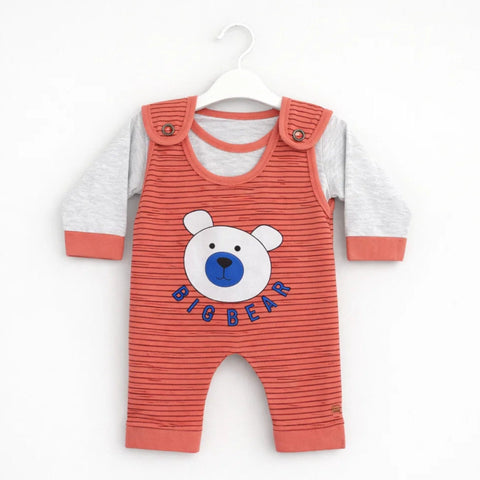 CG - 2 Pieces - Short Leg Dungaree Set - Rust - Big Bear