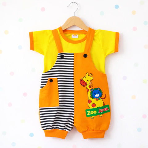Hungle - 2 Pieces - Dungaree Set - Yellow & Orange - Giraffe