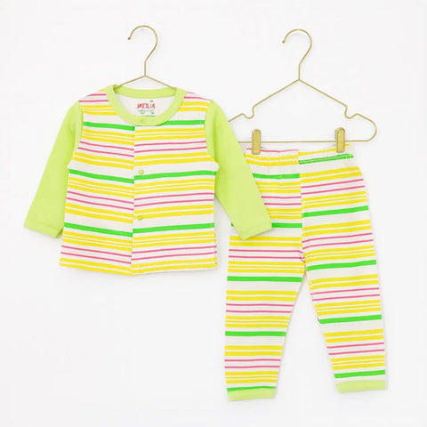 Junior's - Night Suit - Cotton Interlock - Green - Stripes