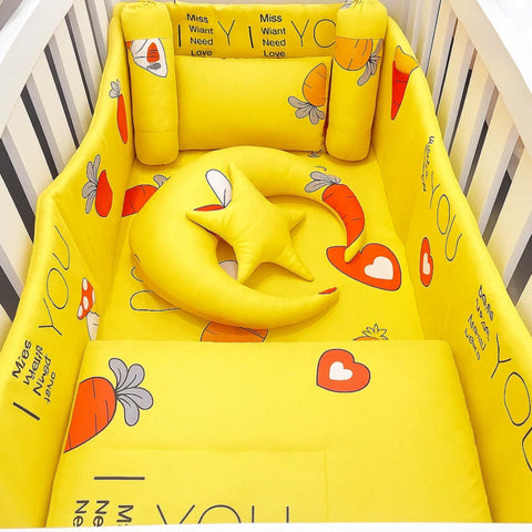 8 Pieces Cot Bedding Set - Yellow - Rabbit