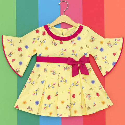 Pink & Pink - Frock - Vol 05-25 - Yellow - Flowers & Leaves