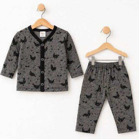 TBS - Cotton Jersey - Night Suit - Charcoal - Hen - 26