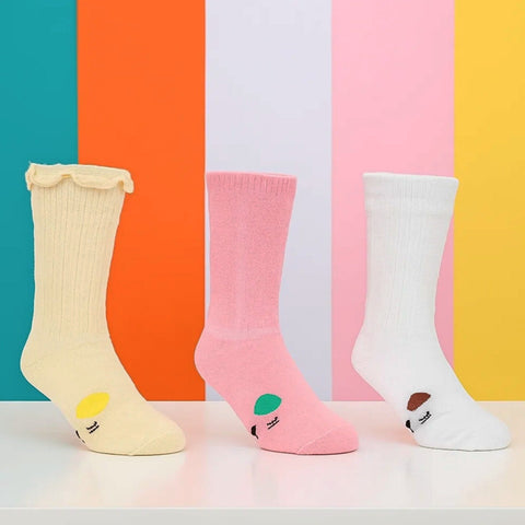 Pair of 3 Long Socks - Eyes - White Skin Pink - 25