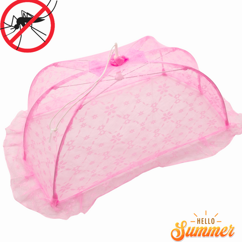 Stainless Steel - Foldable Umbrella Mosquito Net - Pink