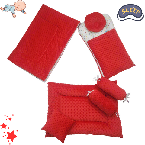 7 Pieces Velvet Bedding Set - Plain Dots