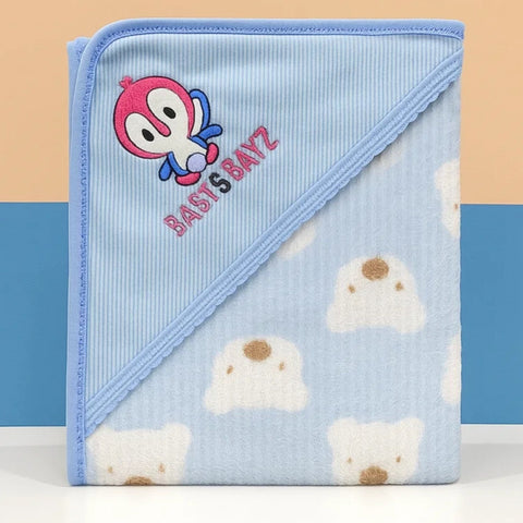 Fleece - Wrapping Sheet - Penguin & Bear - Blue - 25