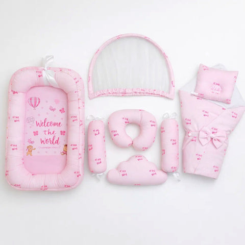 Cotton - 8 Pieces - Snuggle Bed - Pink - Welcome World - 26