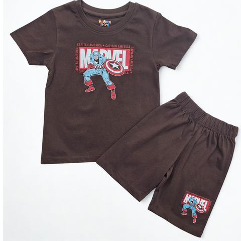 TBS_BRL - T-Shirt & Shorts - Brown - Marvel