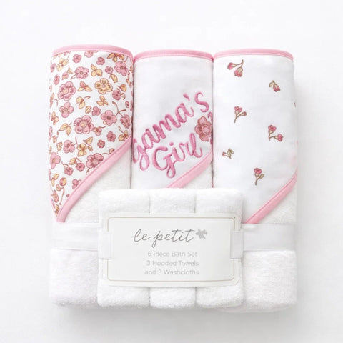 6 Pieces - Le Petit - Bath Towel Gift Set - Pink - Floral