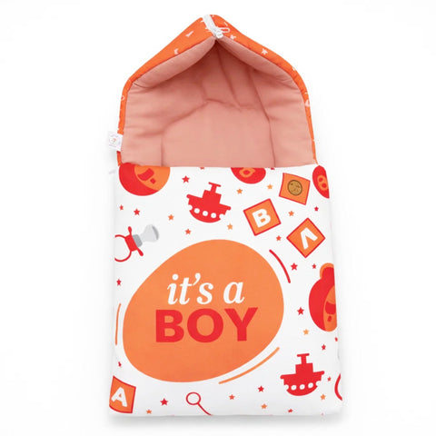 Cotton - Hooded Carry Nest - Orange - It's A Boy - 26