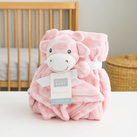 Hudson - Plush Toy Blanket - Giraffe - Pink