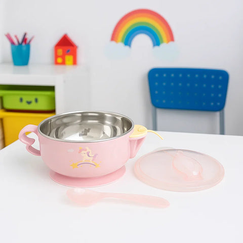 2 In 1 - Kiko - Stick On - Insulated Feeding Set - Pink