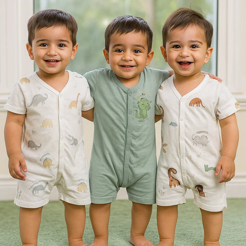 TBS_BRL - Pack of 3 - Short Leg Rompers - Jungle Fun