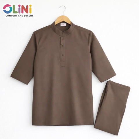 OLINI - Wash N Wear - Kurta Shalwar - Chocolate