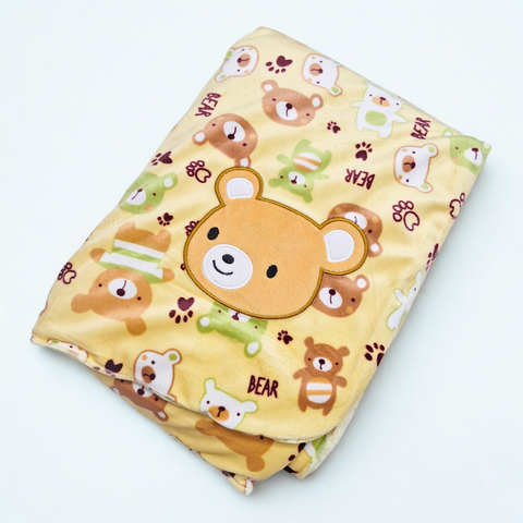 For Baby - Fur Blanket - Yellow - Bear