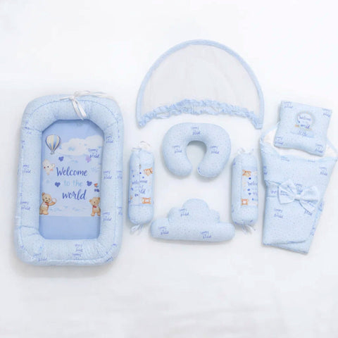 Cotton - 8 Pieces - Snuggle Bed - Blue - Welcome World - 26