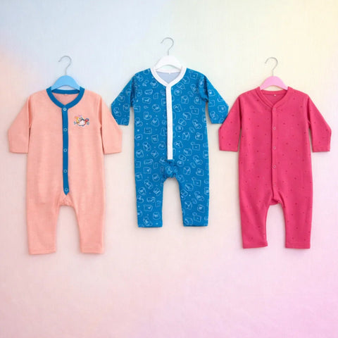LO - Cotton Jersey - Pack of 3 Rompers - Pink - Hearts Basketball