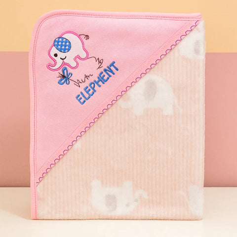 Fleece - Wrapping Sheet - Elephant & Bear - Pink - 25