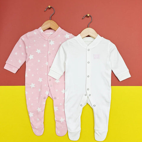 TBS - Pack of 2 Sleep Suits - Pink - Stars & Cuddles