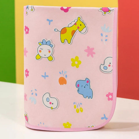 Diaper Changing Sheet - Medium - 27*19 Inches - Pink - Flowers & Animals