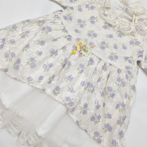Net Frock - Flowers - Purple