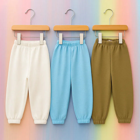 OLINI - Pack of 3 - Fleece Trousers - Blue White Brown - 25