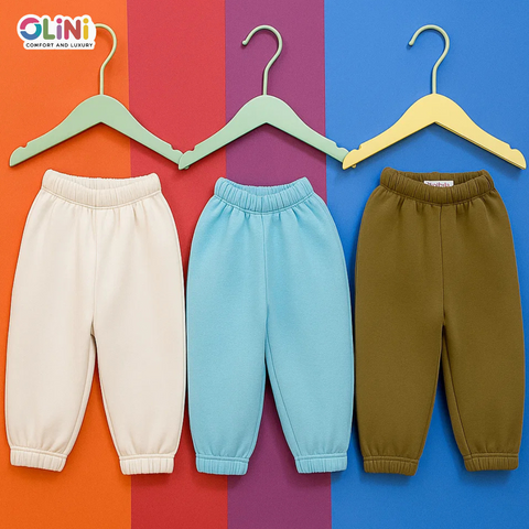 OLINI - Pack of 3 - Fleece Trousers - Blue White Brown - 25