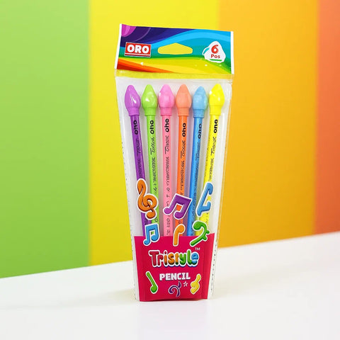 ORO  - Pack of 6 - Tristyle Pencils - 7254