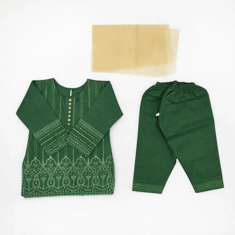 Beaut - 3 Pieces - Shalwar Kameez - Green - Embroidered