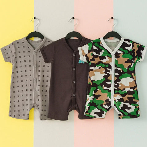 TBS - Pack of 3 Short Leg Rompers - Camouflage