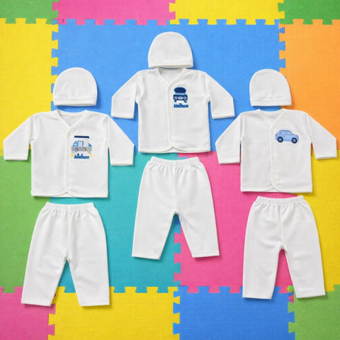 LO - Cotton - Newborn Night Suits - White - Gentleman - 26