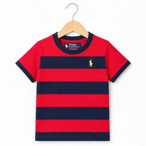 RL - Short Sleeve - Round Neck - T-Shirt - Red & Navy