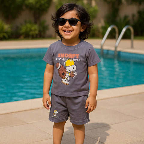 Lucido - T-Shirt & Shorts - Grey - Astronaut
