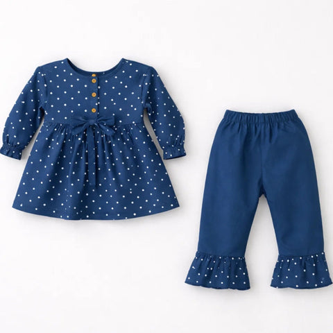 AG - 2 Pieces - Frock Set - Blue - Polka