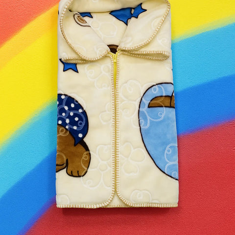 Lucky Baby Double Ply - Zip Blanket - Skin & Blue - Bear Stars & Moon - 25