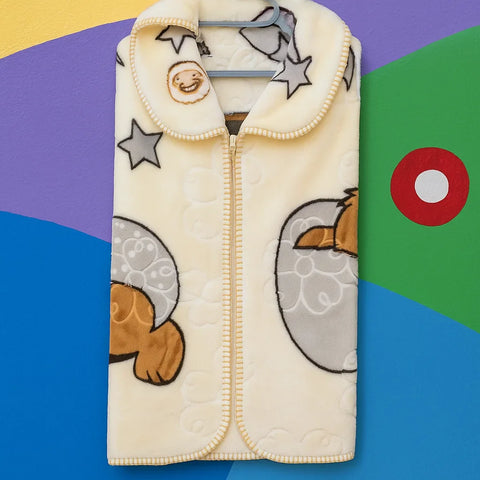 Lucky Baby Double Ply - Zip Blanket - Skin & Grey - Bear Stars & Moon - 25