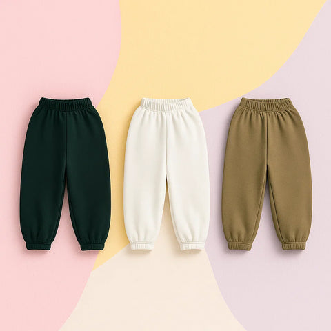 OLINI - Pack of 3 - Fleece Trousers - Dark Green White Green - 25