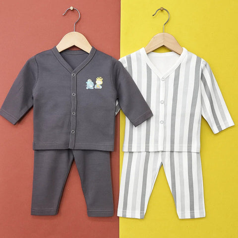 TBS - Pack of 2 - Night Suits - Grey & Stripes