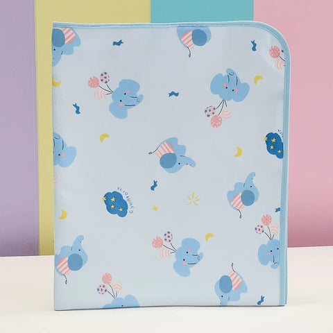 Diaper Changing Sheet - Large - 31*24 Inches - Blue - Elephant