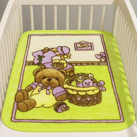 Junio Kids Single Ply - Zip Blanket - Green - Single Bear - 25